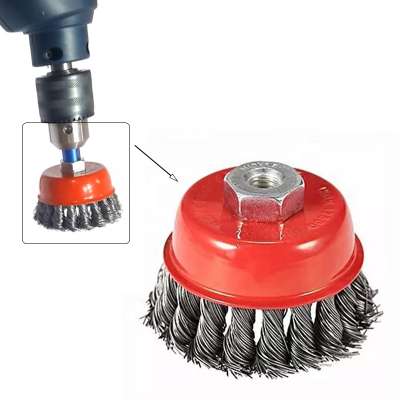 75mm 3" Steel Wire Wheel Knotted Cup Brush Rotary Steel Wire Brush For Angle Grinder