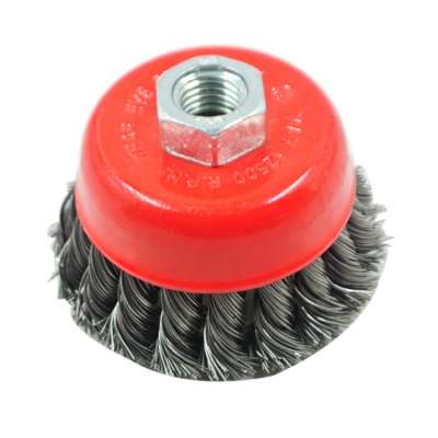 SATC 80pcs 3 Inch 75mm Twisted Wire Bowl Brush with M14 Threaded Center Hole